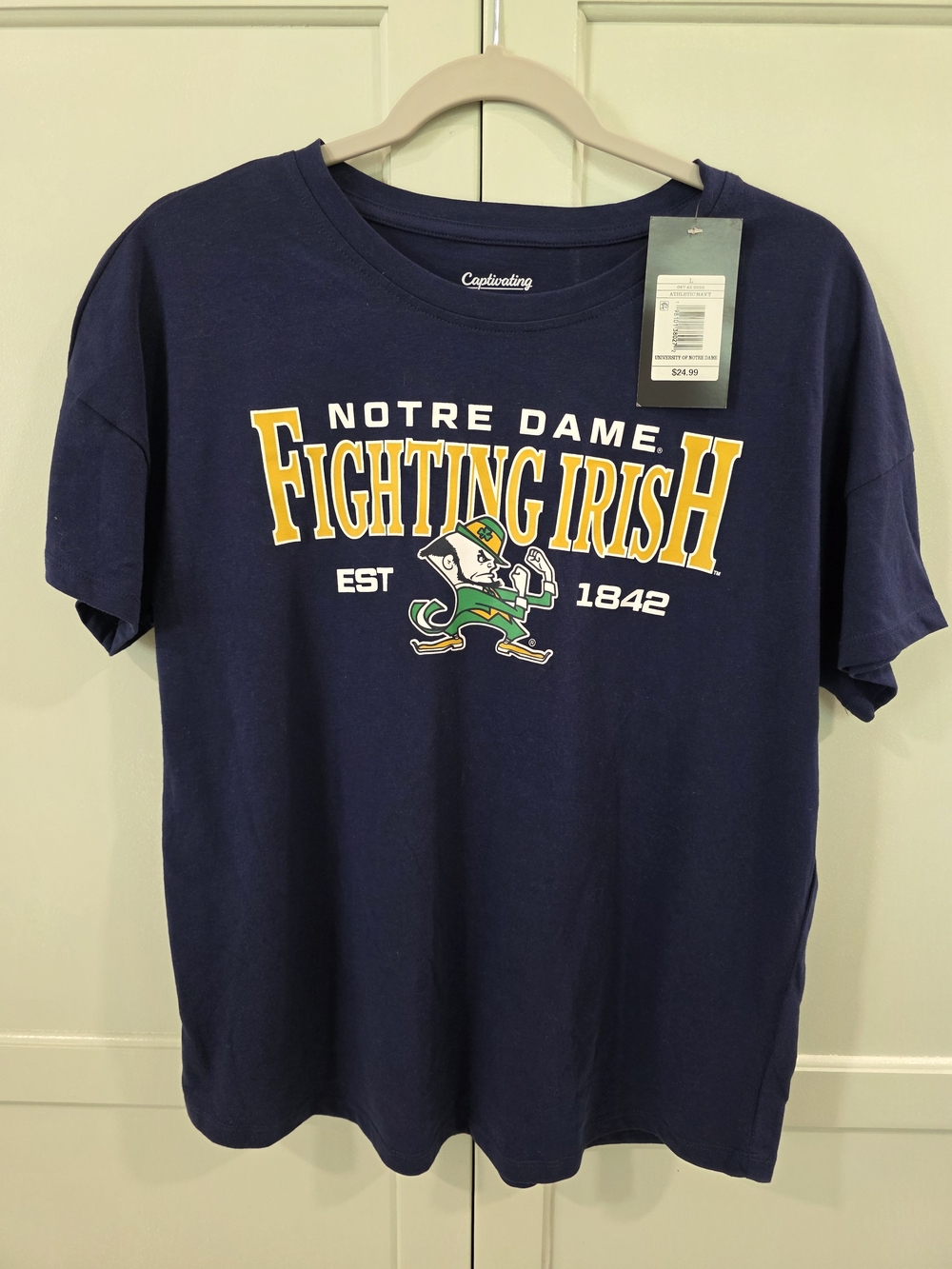 Women's Notre Dame Fighting Irish Navy T-shirt NWT Size Large Official Gift Shop